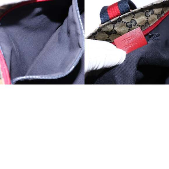 GUCCI GG Crystal Sherry Line Tote Bag Coated Canvas Red Navy - Picture 13 of 13